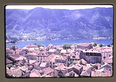 1969 35mm Color SlideView of Kotor Montenegro Buildings Water Mountains Balkans