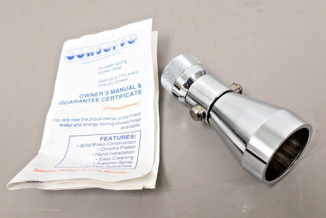 Solid Brass Low Flow Shower Head With Control Valve Chrome Plated