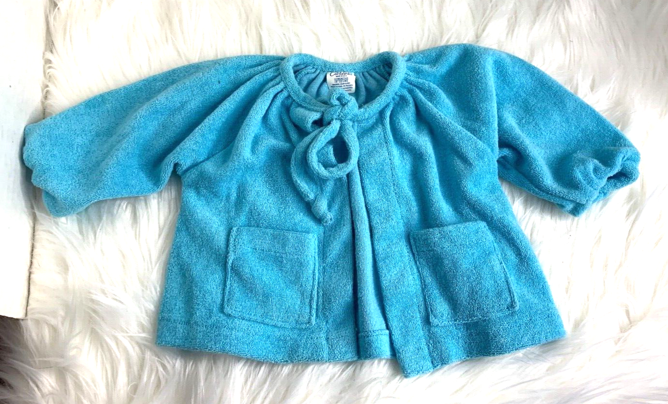 Vintage Carter Baby Sz 12 months Blue Terry Cloth Robe swim Co...