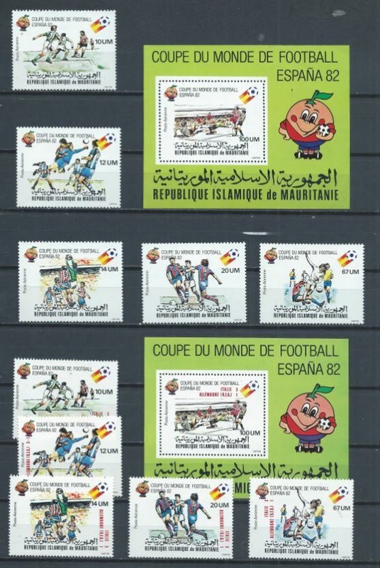 Mauritanie Yt Pa 195-199 + 209-213 Bloc 29 + 37 Neuf Sans CharniÃ¨Re Xx Mnh Foot