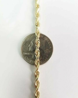 Pre-owned Rope Chain Sale Real 10k Yellow Gold Necklace  3.5mm 26" Inch Men