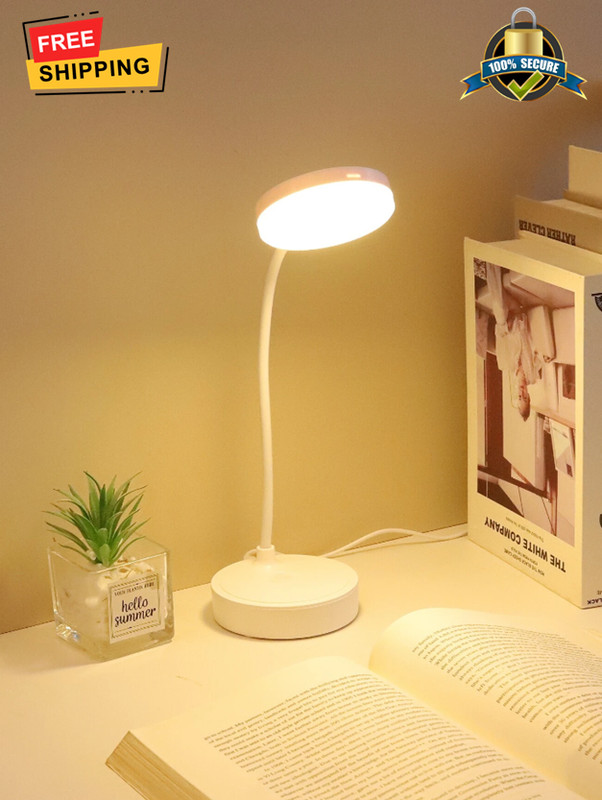 1pc Round Adjustable Table Lamp USB Powered 3-Color Desktop Light