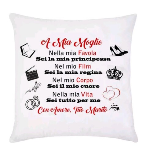 Federa per cuscino A mia moglie... dedica d'amore da tuo marito, San Valentino