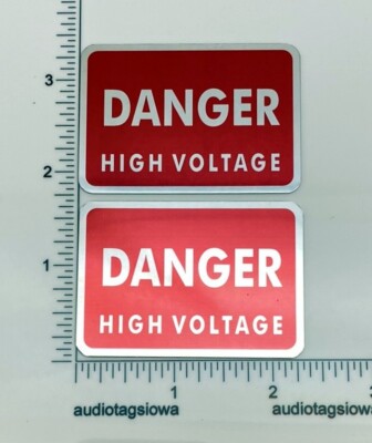 Acrosound Ultra-Linear DANGER High Voltage Sticker New Custom Made Aluminum PAIR
