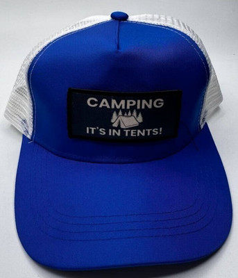 Star Maker Camping It's in the Tent Embroidered Baseball Hat, Blue
