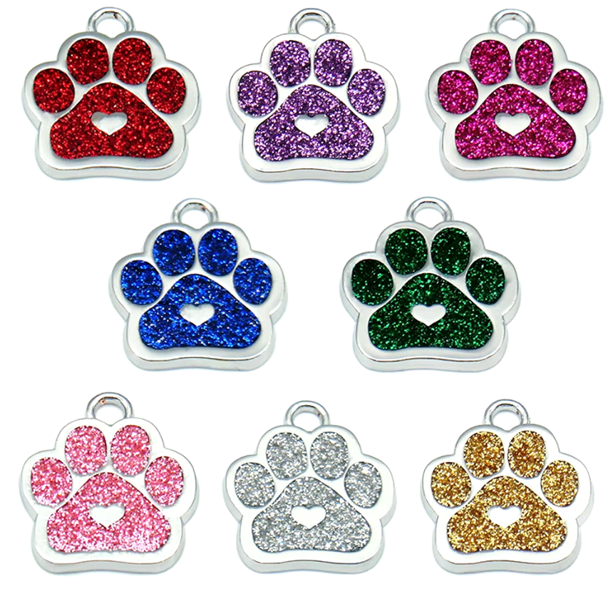 Shiny Paws Heart PET ID Tag Engraved Custom CAT DOG Collar Tag | Best Quality