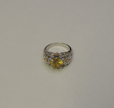Vancaro Sterling Silver Sunflower Daisy Cubic zirconia Engagement