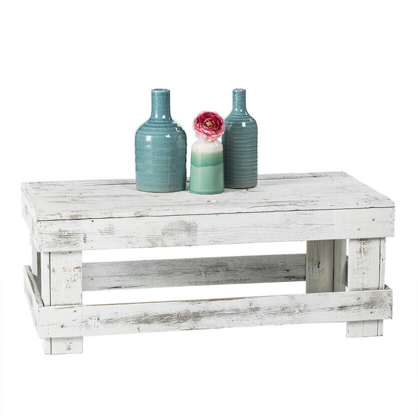 Reclaimed Wood Coffee Table White Adds Rustic Appeal Farmhouse Style Comfort New
