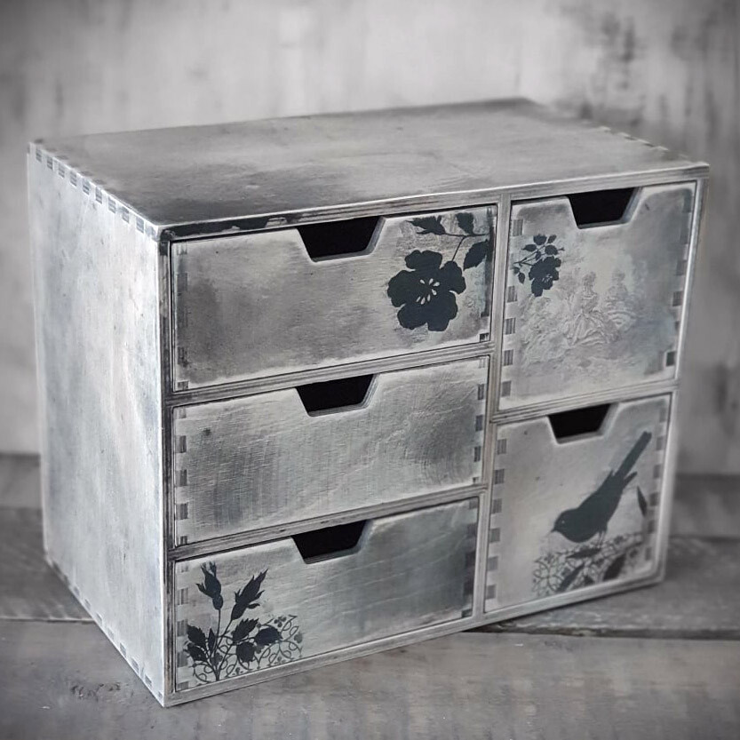 Vintage Schubkastenregal mit 5 Schubladen 36x20,5x28,5cm Regal Handarbeit Box