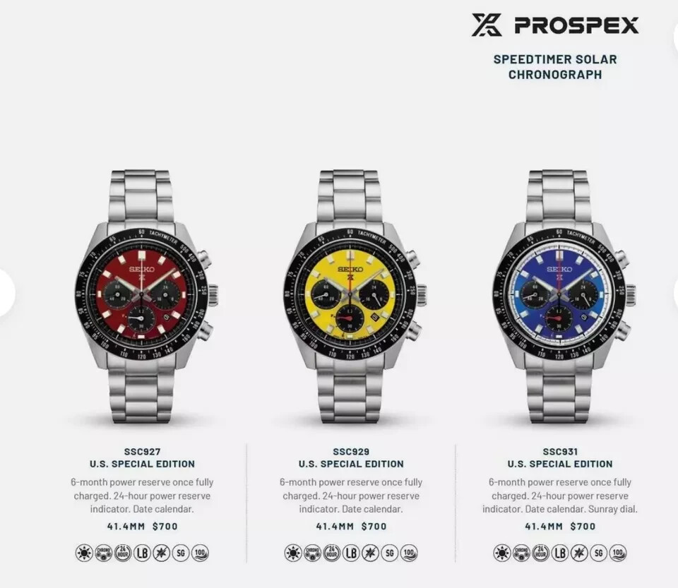 Pre-owned Seiko Ssc927 Speedtimer Watch Red Dial Solar Chronograph 100 Meter Special