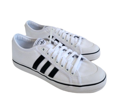 Adidas Low Top Originals Nizza White Sneakers with Black 3 Stripe Men's Size 9