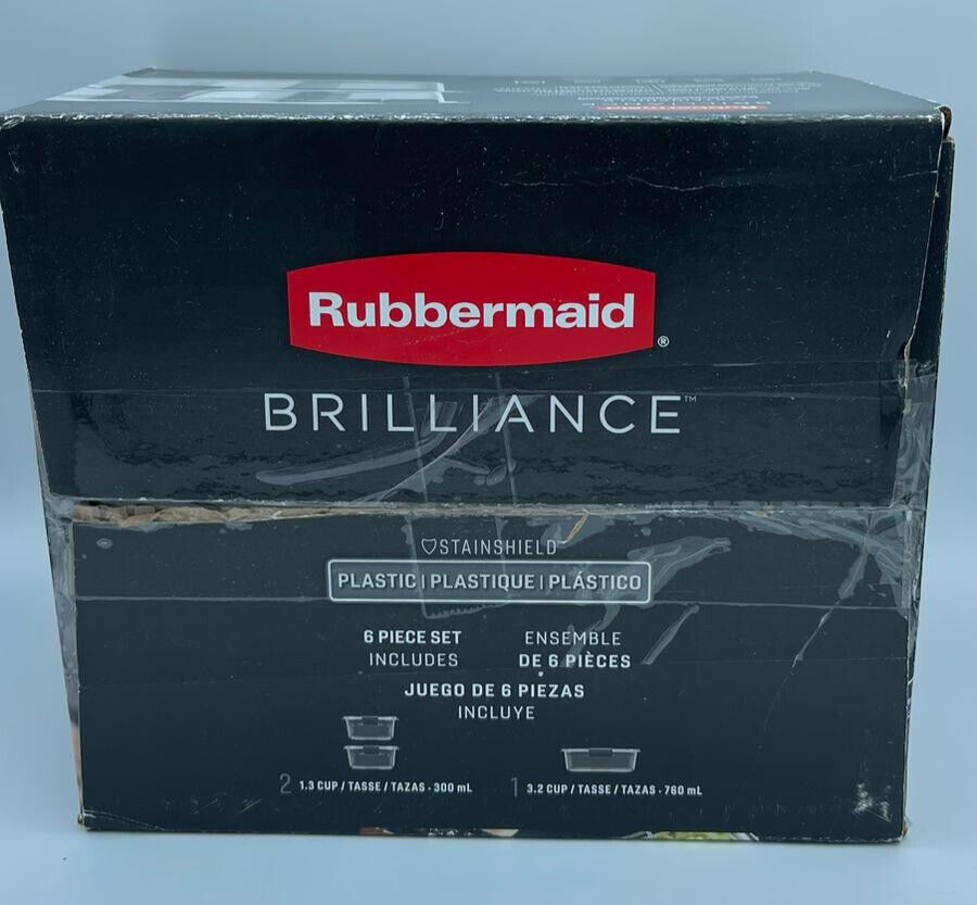 Rubbermaid Brilliance Leak-Proof Stackable Plastic Food Container 6 Set Piece