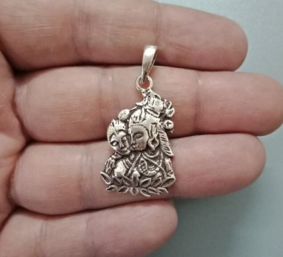 Silver shop damru pendant