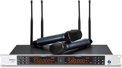 Wireless UHF Microphone System 2X100 Channels Independent Volume Control 165Ft