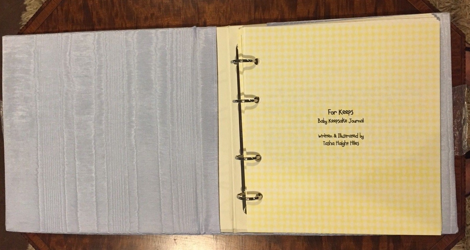 Beautiful Blue Moire Satin Keepsake Baby Book 88 pgs