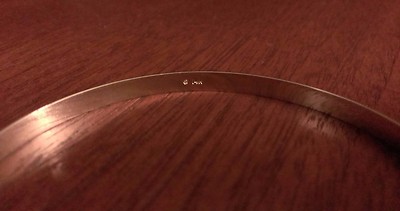 Pre-owned Wishing For Claudia 14k Yellow Gold 7.75" Solid 4mm Polished Round Slip-on Bangle Bracelet