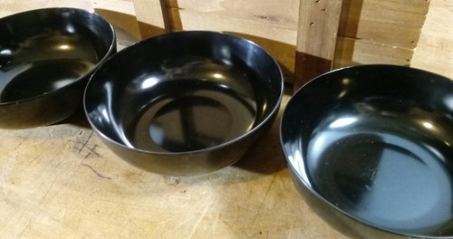 VTG Towle Black Melamine Sterling Mounted Salad Bowl 2 Serving Spoons & 3 Bowls