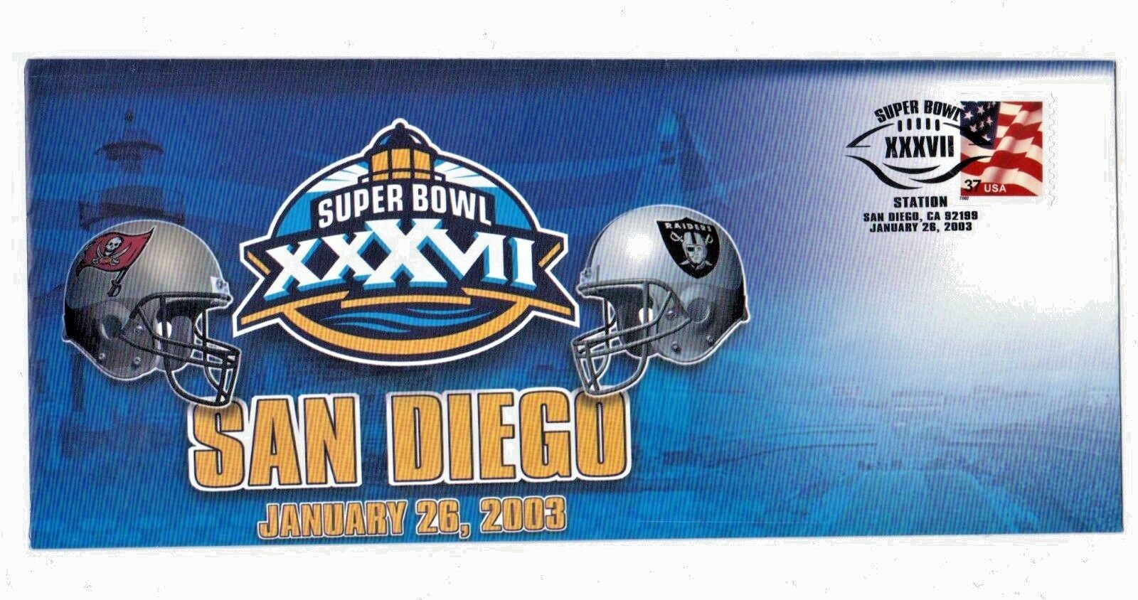 2003 San Diego Super Bowl XXXVII 37 Commemorative Envelope 2003 San Diego Super Bowl XXXVII 37 Commemorative Envelope
