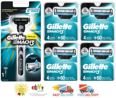17 Gillette Mach 3 Razor Blades Refill Cartridges Shaver Handle M3 8 16 UNBOXED