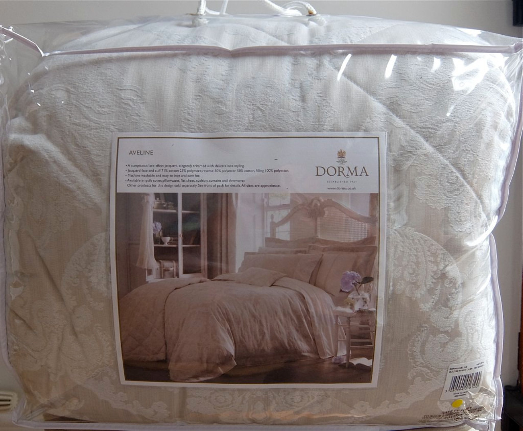 DORMA AVELINE NATURAL BED LINEN QUILTED THROW OVER 265 X 265 NEW NEVER