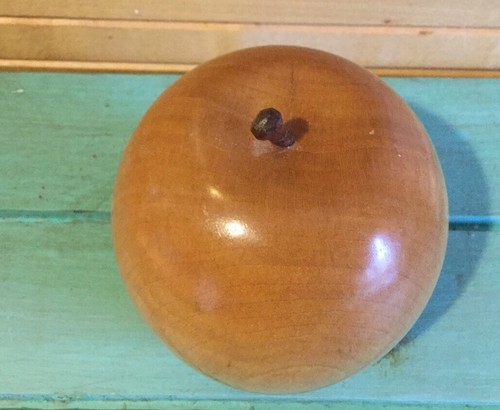 Hand Carved Red Maple Wood Apple Fruit, 3”
