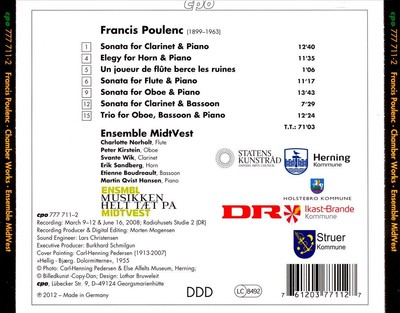 ENSEMBLE MIDTVEST FRANCIS POULENC: WIND SONATAS; WIND TRIO NEW CD