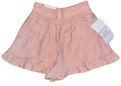 Vanilla Star Smocked Waist Wide Ruffled Hem with Pockets Flowy Shorts Size S