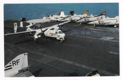 Aircraft Carrier USS MIDWAY CV-41 E2B HAWKEYE AIRPLANE Navy Ship Postcard S2250