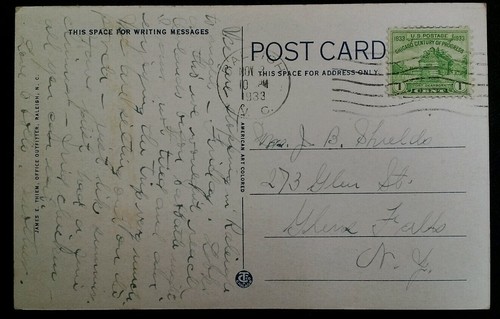 Raliegh NC Postcard 1933 State Capitol and Grounds