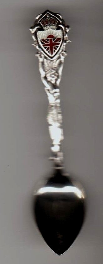 New Westminster Indian Brave Canada Sterling SILVER Souvenir Spoon Brit Flag SUN