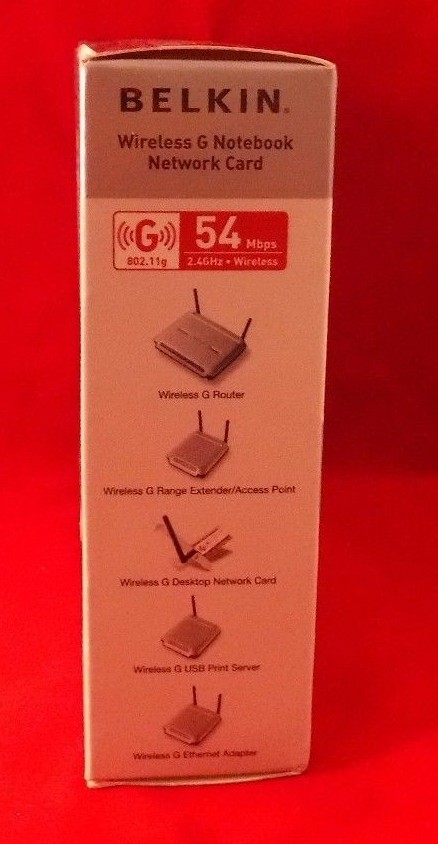 Belkin Wireless G Notebook Network Card 802.11g 2.4GHz 54Mbps F5D7010
