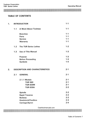 TUR-560M, 630M, 630A Polamco, Toolmex, FAT Metal Lathe Operator's Manual 1283
