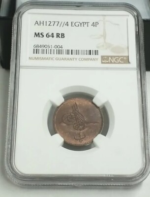 AH1277 4 Egypt 4 Para NGC MS 64 RB  #8578