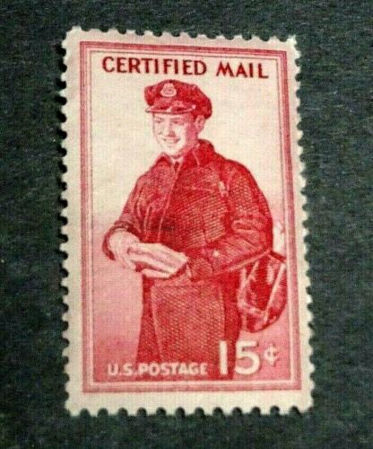 FA-1 CERTIFIED MAIL POSTMAN, RED SINGLE 15c STAMP MNH STOCK PHOTO 