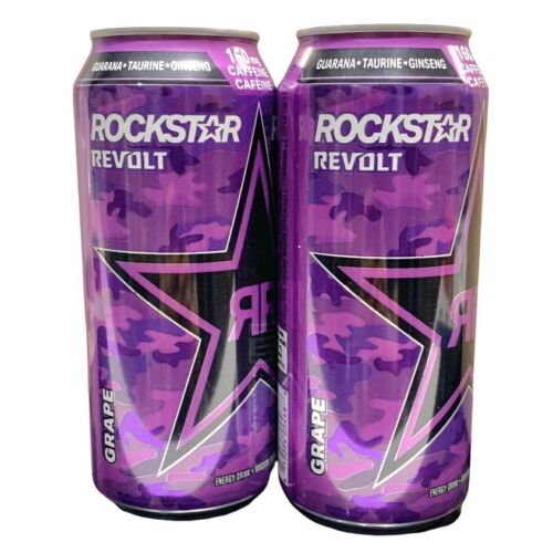 2x Rockstar Revolt Killer Grape Energy Drink 16 oz Can New Uno...