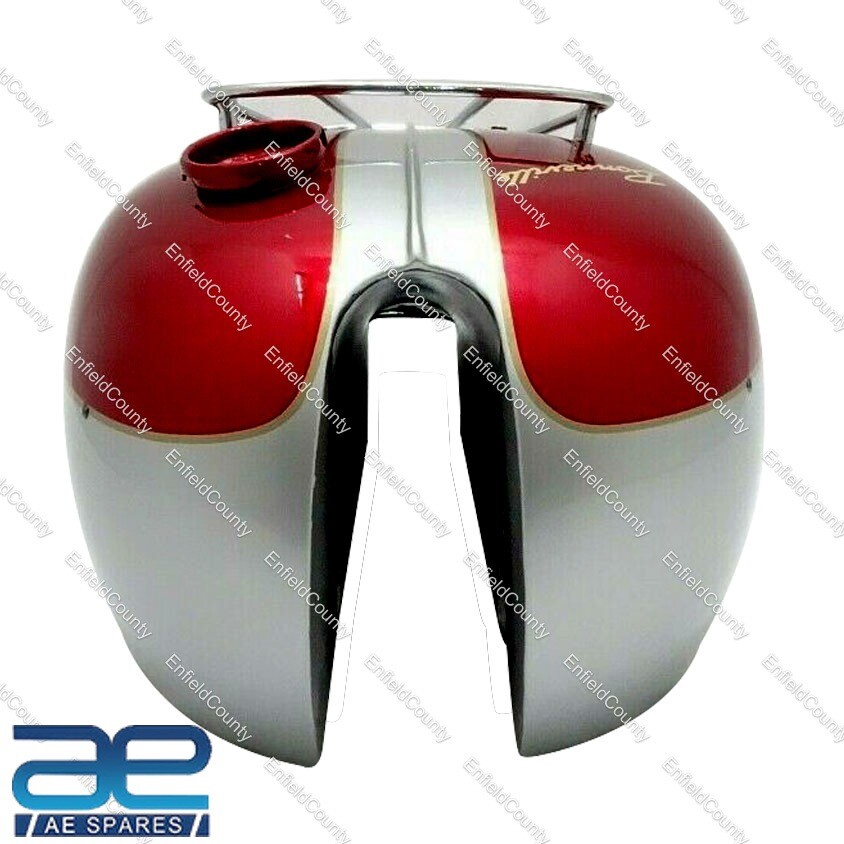 For Triumph T120 BONNEVILLE Cherry & Silver Painted Petrol Fuel Tank  