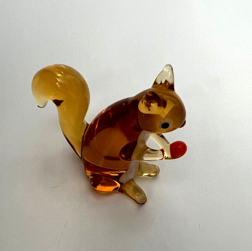 Murano Glass Handcrafted Unique Art, Lovely Squirrel Figurine Size 1, Glass Art