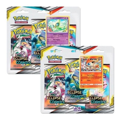 2X cosmic eclipse blister triple pack  Booster Pokemon Sealed official  brazil