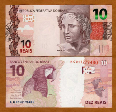 Brazil, 10 Reais, 2010 (2023), P-254e, UNC Republic, Parrot
