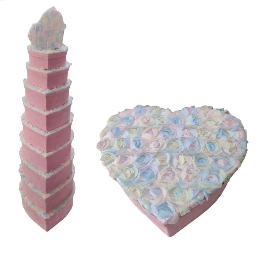 Set 10 Pezzi Scatole Box Regali Varie Misure Matrioska Cuore Rosa Fiori bal