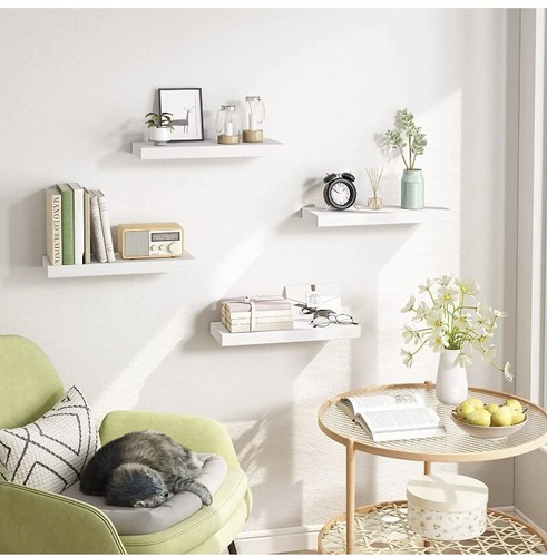 Fixwal Floating Shelf, Set of 4 White Shelves with Invisible