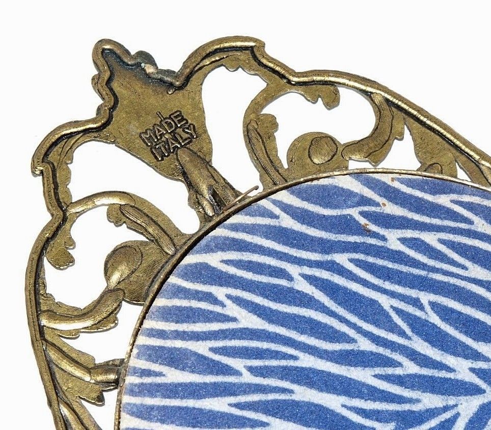 Vintage Italian Dome Glass Ornate 8x11 Picture Photo Frame Original Floral Art