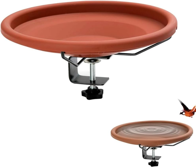 30 Cm Deck-Mounted Unheated Bird Bath Bowl with Detachable Fence Clamp for Balco