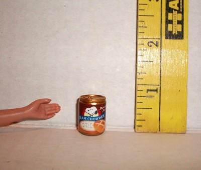 FASHION DOLL MINIATURE RE-MENT 1/6 SCALE SNOOPY CAN OF CLAM CHOWDER FOOD
