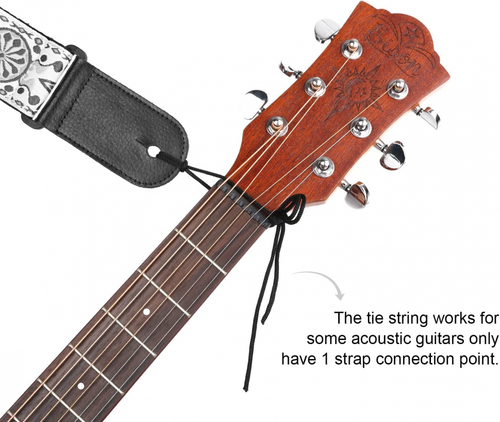 Guitar Strap, Printed Leather Strap PU 37" to 62", Black