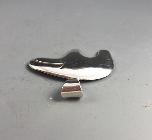 Sterling Silver Navajo Signed Bear Fetish Pendant with Heart Line Large Bail