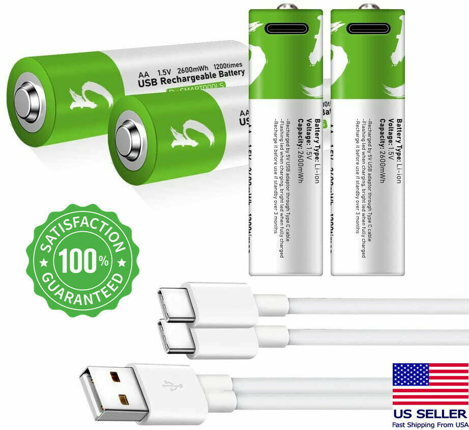 Lithium Ion 1.5v 2600mwh Fast Charge Usb Type C