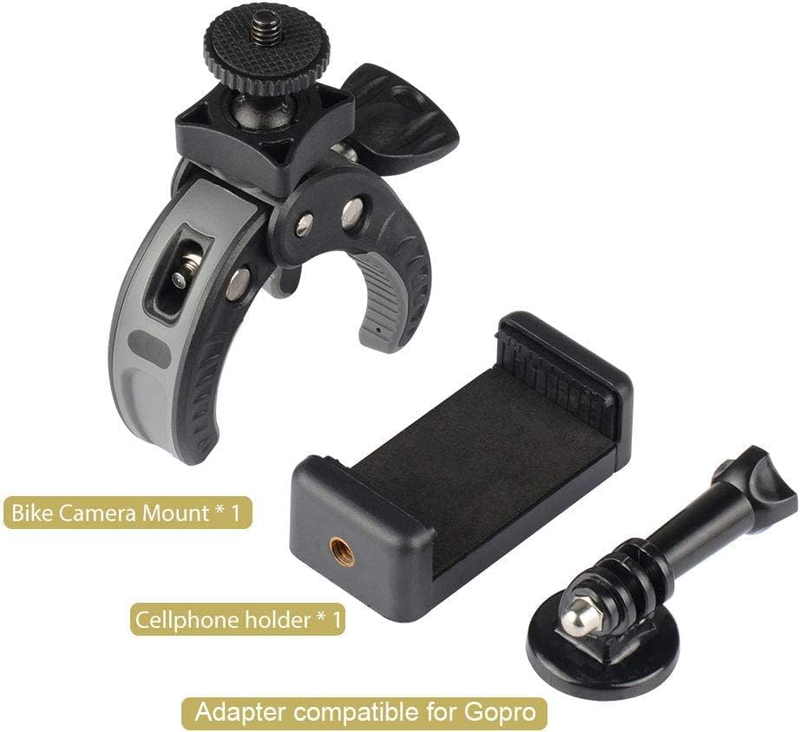 Bike Camera Mount Clamp with 1/4" Screw and Bicycle Handlebar Mount for Bike, Bi