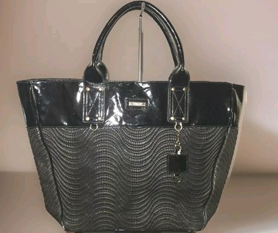 Versace Perfume Large Tote Bag Black Patent Trim