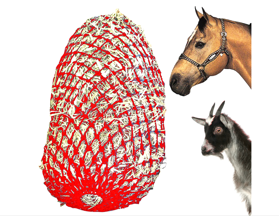 Majestic Ally 1.25”x1.25” Holes Slow Feed 40”Sturdy Hay Net with Bottom Ring.